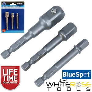 BlueSpot Drill Socket Adaptor Hex Drive 1/4" 3/8" 1/2" Drive Sockets Adapter 3pc - Picture 1 of 6