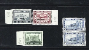 GB JERSEY SPECIMEN REVENUES 5 stamps ENGLISH + FRENCH INSCRIPTIONS - Picture 1 of 2