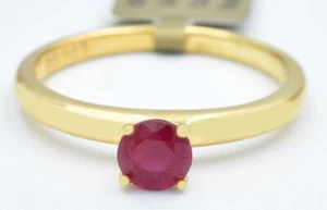 GENUINE 0.87 Cts RUBY SOLITAIRE RING .925 Silver (YELLOW) - NEW WITH TAG - Picture 1 of 4