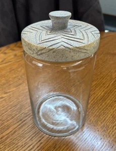 Pier One Clear Glass Cookie Jar with Lid with Stoneware Lid with Gasket - Picture 1 of 11
