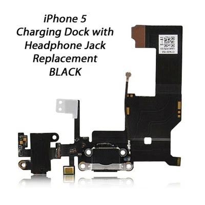 iPhone 5 Replacement Port Charging Dock + Headphone Jack - BLACK - Image 1 of 2