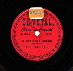 The HY-LO TRIO on 1947 Crystal 1001/1002 - The Gang That Sang Heart of My Heart  - Picture 1 of 1