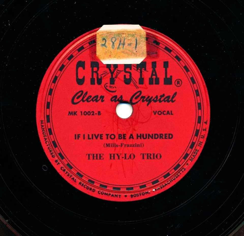 The HY-LO TRIO on 1947 Crystal 1001/1002 - The Gang That Sang Heart of My Heart  - Image 1 of 1