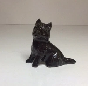 Sitting Terrier Dog Figure Black Ceramic 2 Inches Tall - Picture 1 of 13
