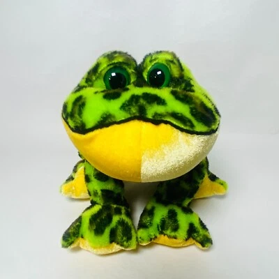 Ganz Webkinz Bullfrog Green Black Frog Plush Stuffed Animal No Code 8" - Image 1 of 4