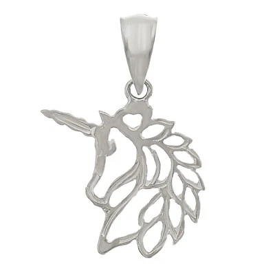 Colgante con dije de unicornio criatura mística maciza de oro blanco de 14k 0,6 gramos Foto 1 de 4