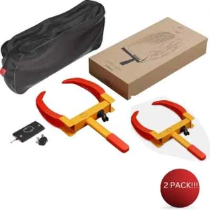 2pc Heavy Duty Wheel Clamp Anti Theft Tire Lock Car Caravan Security Trailer Van - Foto 1 di 7
