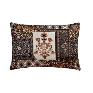Oblong Pillow Cover Brown 12 x 16 inch, Room Decor Satin Printed - Meher - Picture 1 of 3
