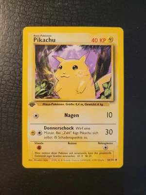Pokemon Pikachu 58/102 Near Mint TCG Karte Base Set 1. Edition Deutsch - Bild 1 von 4