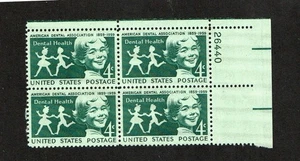 1959 U.S Commem 4c DENTAL HEALTH ADA  Plt #Blk of 4  Sc#1135 M/NH/OG/Pristine - Picture 1 of 1