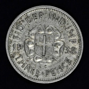 GB GEORGE VI SILVER (.500) THREEPENCE - 1938 ++ SHARP GRADE!! ++ [185-21] - Picture 1 of 2