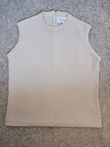 Sz 12/38 Vintage Talbott Traveler Sleeveless Top Zip Back Ivory Dacron Polyester - Picture 1 of 9