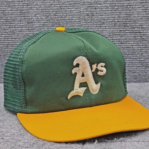 VINTAGE Oakland A’s Hat Cap Snapback Green Yellow Foam Mesh Trucker MLB Baseball - Picture 1 of 11