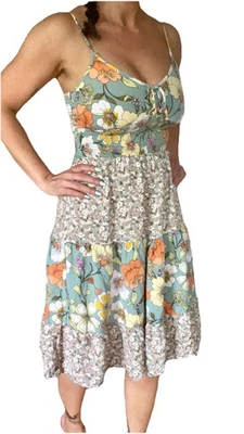 Band Of Gypsies Women XS Grey Floral Spaghetti Straps Tie Front Maxi Dress - Image 1 of 4