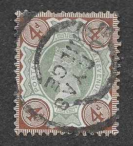 used 4d green brown stamp 1887 - 1900 Great Britain Jubilee Issue Queen Victoria - Picture 1 of 2