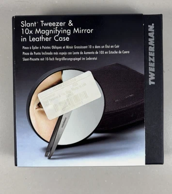 Pinza inclinada negra Tweezerman y espejo 10X modelo 4005 nueva con caja Foto 1 de 3