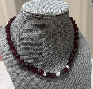 Vintage Miriam Haskell SIGNIERT rote Kristall/Glasperlen 15,5" Halsband Halskette H4 - Bild 1 von 24