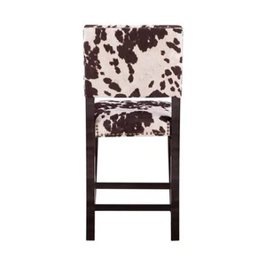 Linon Corey 24" Cow Print Counter Stool in Dark Espresso Wood Frame - Picture 1 of 16