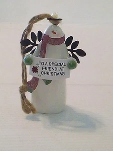 Ceramic Snowman Glitter 2”  To A Special Friend At Christmas - Picture 1 of 5