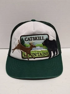 Vintage Catskill Mountains Patch Mesh Trucker Mütze Snapback Cap Hirsch Schwarzbär - Bild 1 von 15