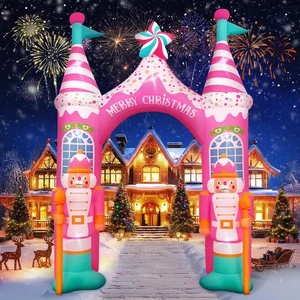 Cascanueces inflables arco navideño gigante de 12 pies con luces LED, rosa Xm... - Imagen 1 de 9