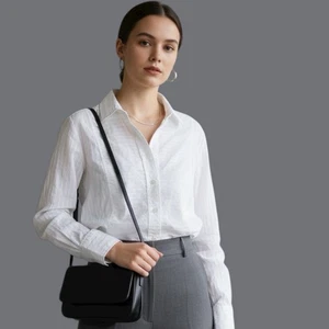 Camisa Jill McGowan Algodón Texturizado Botón Frontal Talla S Fundamentos Elevados atemporales - Imagen 1 de 11