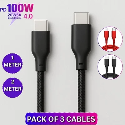 USB C to Type C Fast Charger Cable 3A For Samsung Mobile Phone Lead USB C Cable - Image 1 of 4