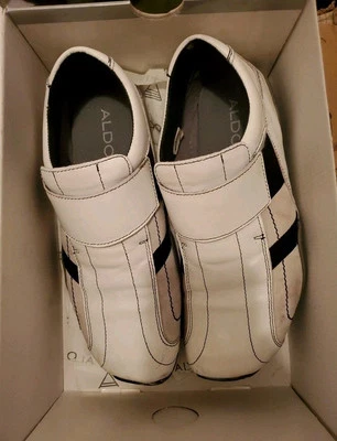 ALDO 男式白色皮革一脚蹬式乐福鞋 Credi-71 盒子尺寸 US 10.5/EU 44 — 第 1/4 张图片