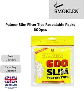 Puntas de filtro delgadas Palmer paquetes resellables 600 piezas puntas de cigarrillos para fumar - Imagen 1 de 14