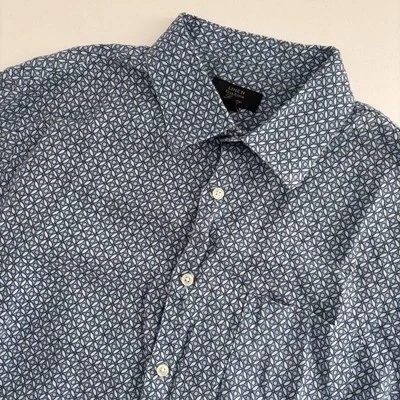 Club Room Luxury Men's Linen Short Sleeve Shirt Size XL Blue Abstract Geometric - Image 1 of 4