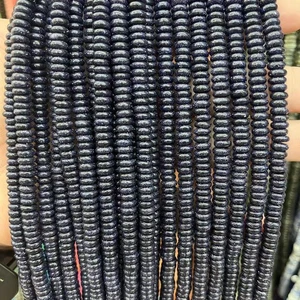 Cuentas espaciadoras Rondelle Heishi de arenisca azul brillante de 2x6 mm para hacer joyas - Imagen 1 de 4