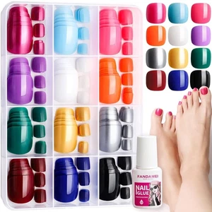 FANDAMEI 12 Farben 288 Stk. Fußnägel Zum Aufkleben, Fußnägel Tips, Zehennägel Zu - Bild 1 von 7