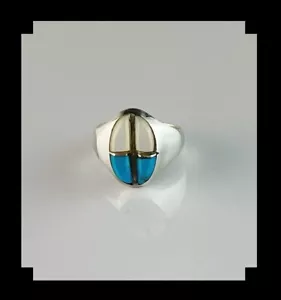 Vintage Navajo gerollter Inlay Ring Größe 6 1/2 - Bild 1 von 6