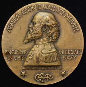 1930er Admiral George Wallace Melville Ingenieur US Navy Medaille James Earle Fraser - Bild 1 von 2