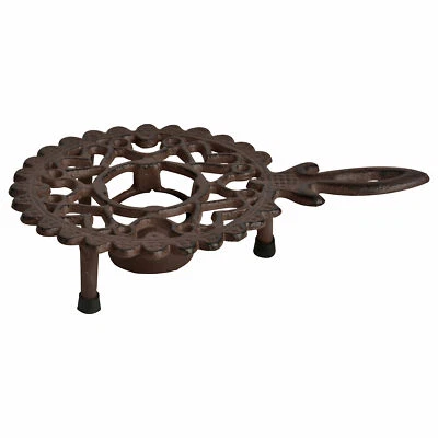 Warmhalteplatte Stövchen rund Griff Landhausstil Rechaud Teewärmer Guss 14 cm - Bild 1 von 3