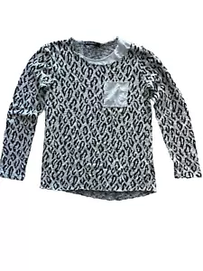 New Mentality men Long Sleeve Knit Tee black white Size M animal print - Picture 1 of 8