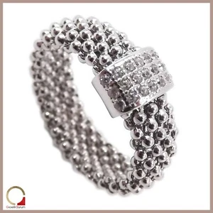 Anello in argento 925 da donna a fascia con zirconi rodio oro bianco idea regalo - Foto 1 di 6