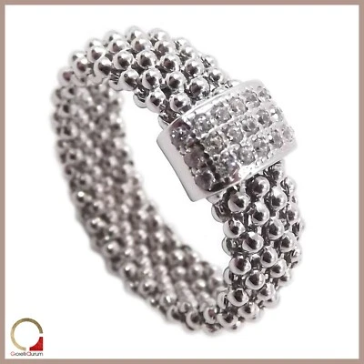 Anello in argento 925 da donna a fascia con zirconi rodio oro bianco idea regalo - Immagine 1 di 4