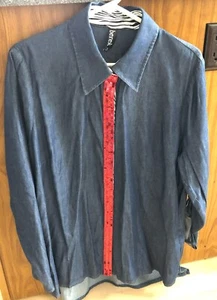 Jacket, Berek Brand, Red Sequin Trim Outside, Zebra Fabric Trim Inside, Long - Picture 1 of 6