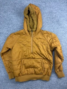 prAna Camel Esla Jacket Women's Medium Gold Sherpa Fleece Lined Hooded 1/2 Zip - Picture 1 of 6