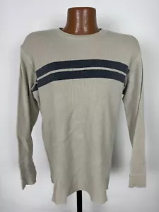 Vintage Y2K Old Navy Waffel-Strick Hemd Herren Medium Stretch beige gestreift Baumwolle - Bild 1 von 16