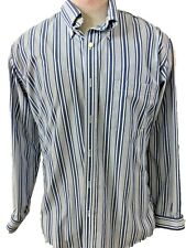 John Henry Plus mens shirt size 16 32/33 long sleeve blue stripe wrinkle free