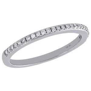 10K White Gold Diamond Slender 1 Row Ladies Right Hand Cocktail Ring 1/8 Ct. - Picture 1 of 5