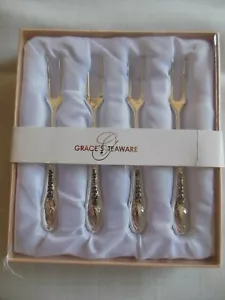 GRACE'S TEAWARE ** { CHEESE Forks / Silver Plated } ** Free Shipping - Picture 1 of 4