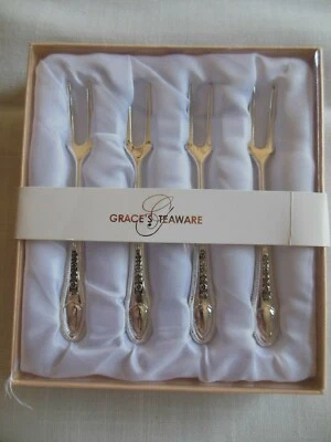 GRACE'S  TEAWARE ** {  CHEESE  Forks  /  Silver Plated }  ** Free  Shipping - Image 1 of 4