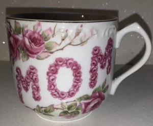 Vintage Lefton Mom Coffee Mug With Pink Roses And Gold Edges Mother’s Day Mug - Picture 1 of 5