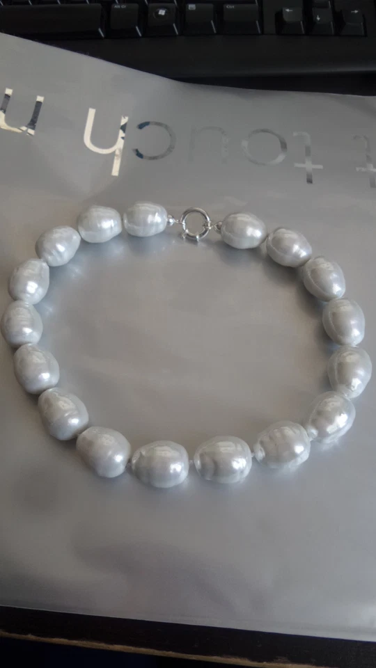 COLLANA 45CM COLLIER GIROCOLLO DONNA ARGENTO PERLE MABE GRIGIE MATRIMONIO PARTY  - Immagine 1 di 1