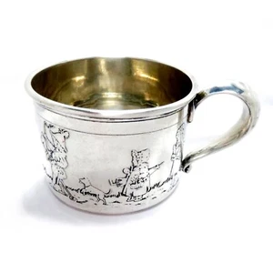 Antique Baby Cup Sterling Silver Meriden Britannia Children Book Characters - Picture 1 of 7
