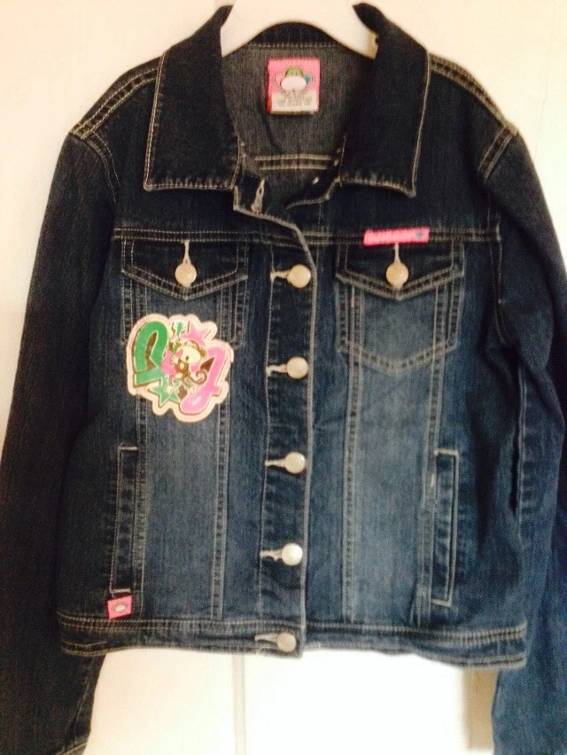 Niñas Talla 12 Original Bobby Jack Denim Jean Chaqueta Mono Botones Gráficos Wow  Foto 1 de 1