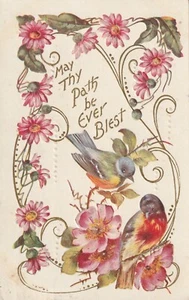 Atlanta Ga.1910 Postmark Offering Blessed Wishes with Birds and Flowers! - Picture 1 of 2